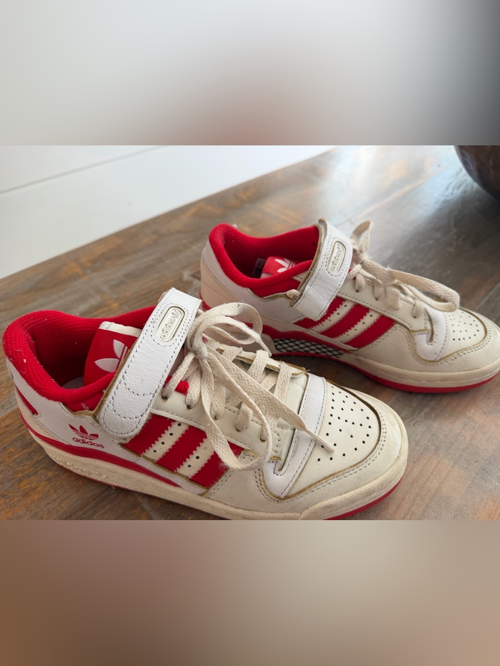 Adidas forum 84 Low Cream and Red Low-Top Sneakers